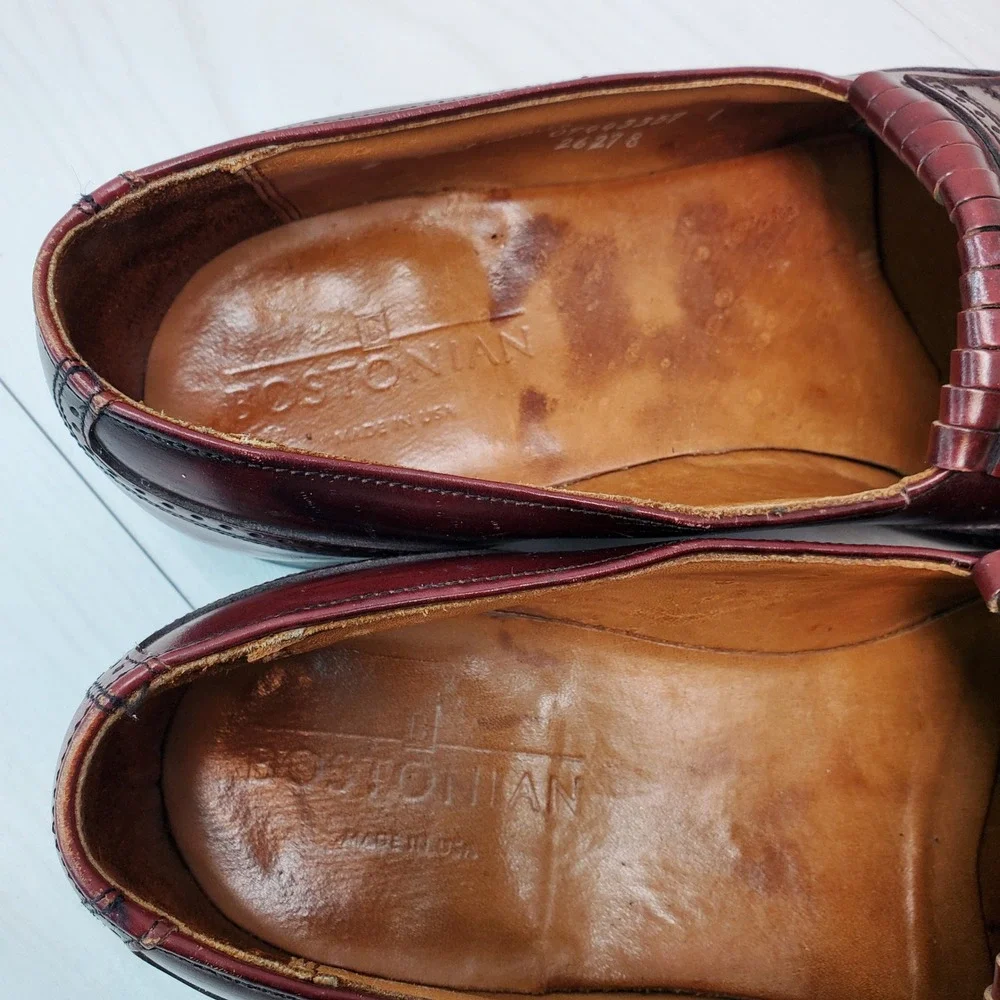 Bostonian Mens Burgundy Leather Tassel Wingtip‎ Loafer Dress Shoes Size 8 D B